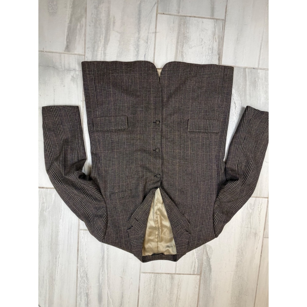 Paul Fredrick Glen Plaid Sport Coat Blazer Brown 48 X-Long Made in USA